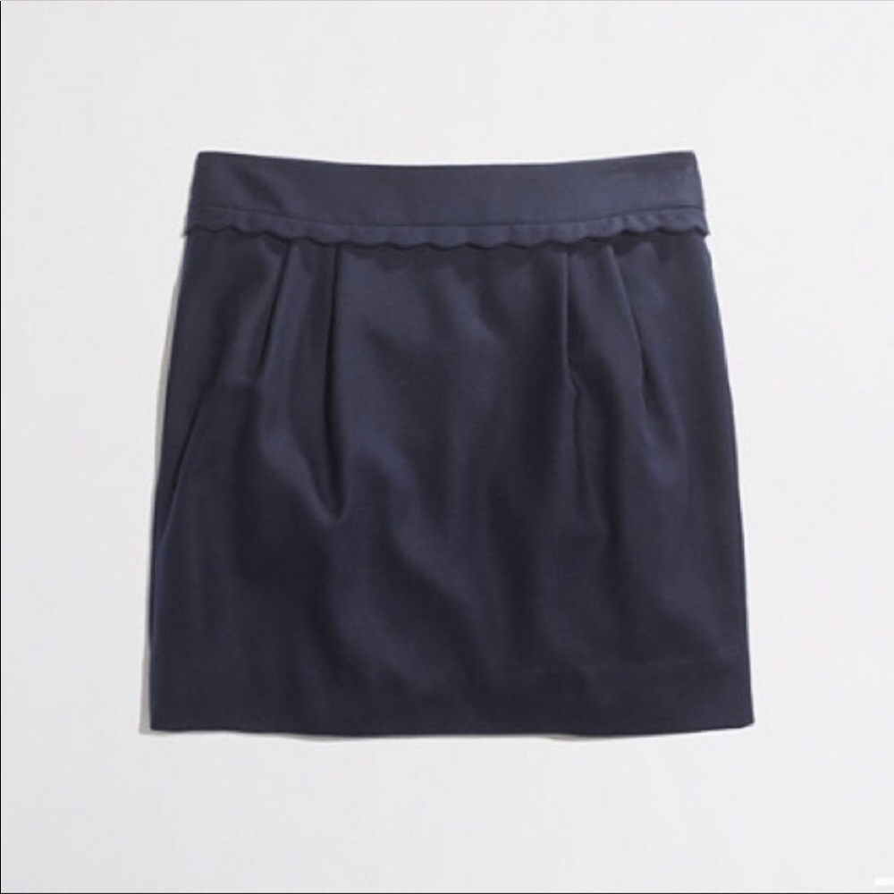 J.Crew Navy Wool Scallop Trim Mini Skirt